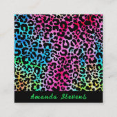 Moderne levendige Leopard textuur Vierkante Visitekaartje (Voorkant)