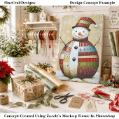 Moderne Levendige Patchwork Sneeuwman BA8 Decoupag Tissuepapier