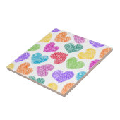 Moderne Levendige Regenboog Doodle Harten Cute Pat Tegeltje (Zijkant)