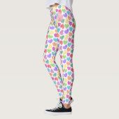 Moderne Levendige Regenboog Doodle Harten Monogram Leggings (Links)