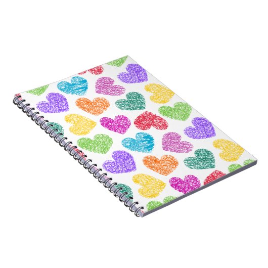 Moderne Levendige Regenboog Doodle Harten Mooie Pa Notitieboek (Rechterzijde)