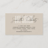 Moderne levenscoach typografie script beige visitekaartje (Achterkant)