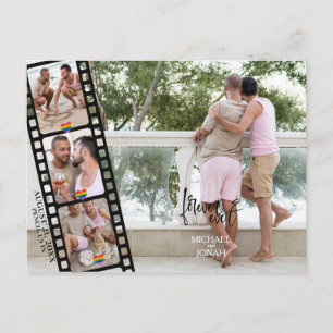Moderne LGBTQ 4 FOTO-strip Opslaan datum Briefkaart