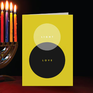 Moderne Licht & Liefde Goud & Zwart Gevouwen Hanuk Feestdagen Kaart