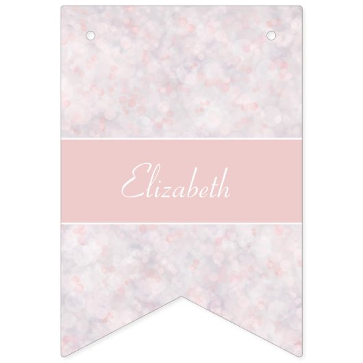 Moderne Licht Roze Bokeh Aangepaste Naam Bunting B Vlaggetjes (Eerste vlag)