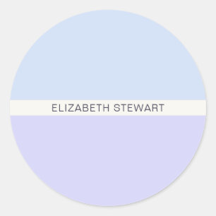 Moderne lichtblauwe en lavendel enveloppeelzegels ronde sticker