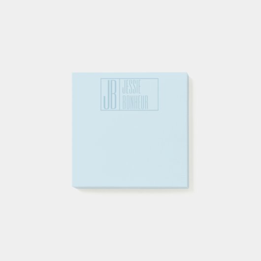 Moderne lichtblauwe Initialen en Logo Post-it® Notes (Voorkant)