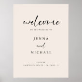Moderne lichte beige script bruiloft welkom poster (Voorkant)