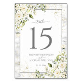 Moderne lichte grijs witte bloem goud marmeren bru kaart (Voorkant)