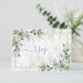 Moderne lichte grijze Floral Gold Marble RSVP (Staand voorkant)