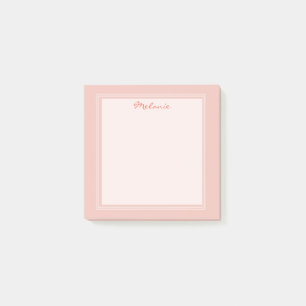 Moderne lichte koraal witte rand script post-it® notes
