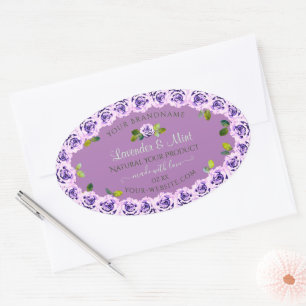 Moderne lichte Paarse productlabels: bloeiende Roz Ovale Sticker