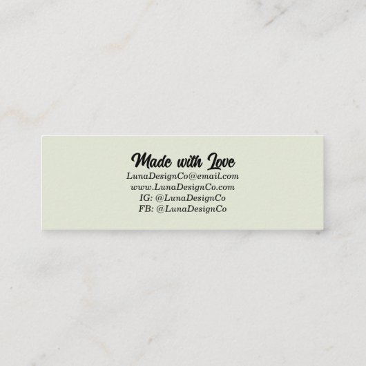 Moderne Lichte Stud Oorbel Sieraden Mini Visitekaartje (Achterkant)