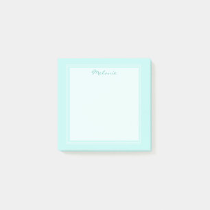 Moderne lichte turquoise witte rand script post-it® notes