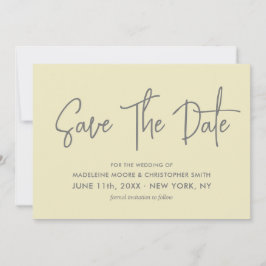 Moderne lichtgele kalligrafie Scannable QR-code Save The Date