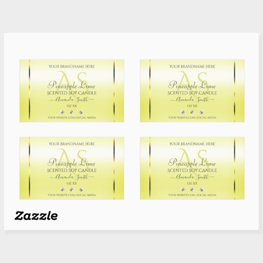 Moderne lichtgele productetiketten juwelen monogra rechthoekige sticker (Vel)