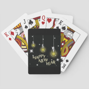 Moderne Lichtgevende Lampen Gelukkig Nieuwjaar Pokerkaarten