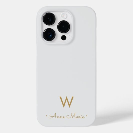 Moderne Lichtgrijze Gouden Script Monogram Case-Mate iPhone Case (Achterkant)