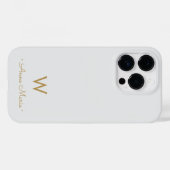 Moderne Lichtgrijze Gouden Script Monogram Case-Mate iPhone Case (Achterkant (horizontaal))