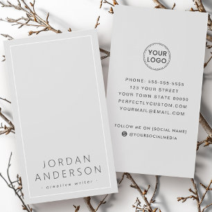 Moderne lichtgrijze logo sociale media-visitekaart visitekaartje