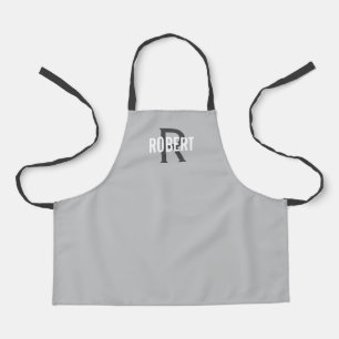 Moderne lichtgrijze monogram, naam apron schort