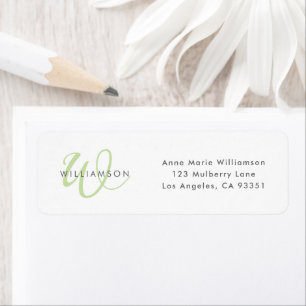 Moderne lichtgroene script monogram etiket