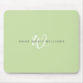 Moderne lichtgroene witte script monogram muismat (Voorkant)