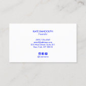 Moderne lichtroze blauwe typografie visitekaartje (Achterkant)