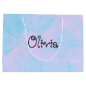 Moderne lichtroze en blauwe tas groot cadeauzakje (Achterkant)