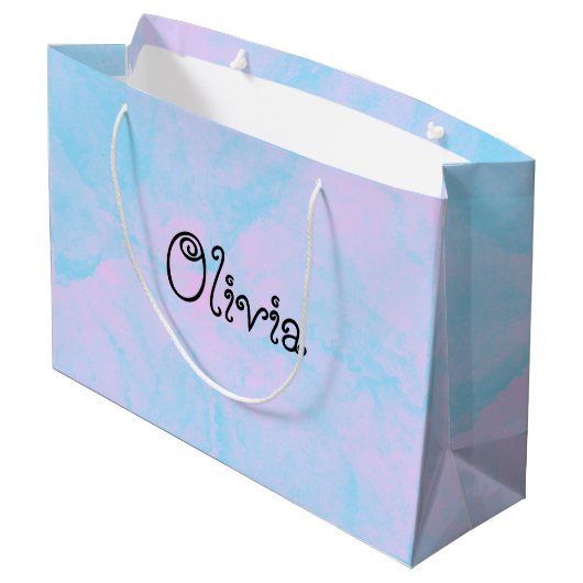 Moderne lichtroze en blauwe tas groot cadeauzakje (Achterkant Gekanteld)