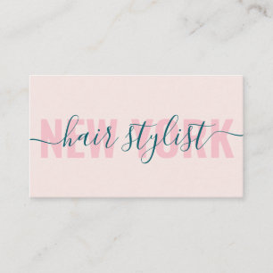 Moderne lichtroze haarstylist script visitekaartje