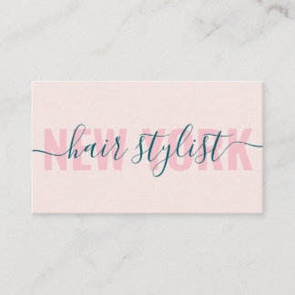 Moderne lichtroze haarstylist script visitekaartje