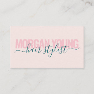 Moderne lichtroze haarstylist script visitekaartje