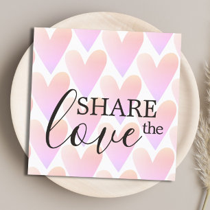 Moderne lichtroze harten aanbevelingskaartje