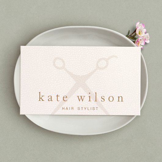 Moderne lichtroze kalkoenschaar visitekaartje