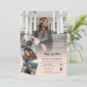 Moderne lichtroze minimalistische foto-afstuderen kaart (Staand voorkant)