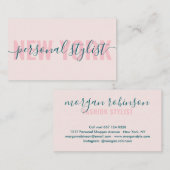 Moderne lichtroze mode stylist script handtekening visitekaartje (Voorkant / Achterkant)