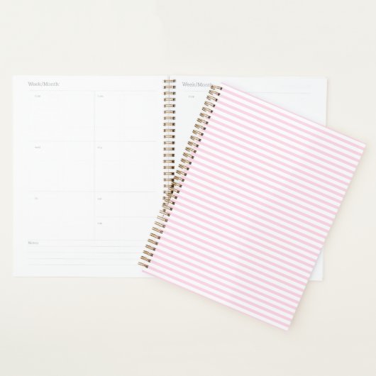 Moderne lichtroze witte strepen patroon girly scha planner (Display)