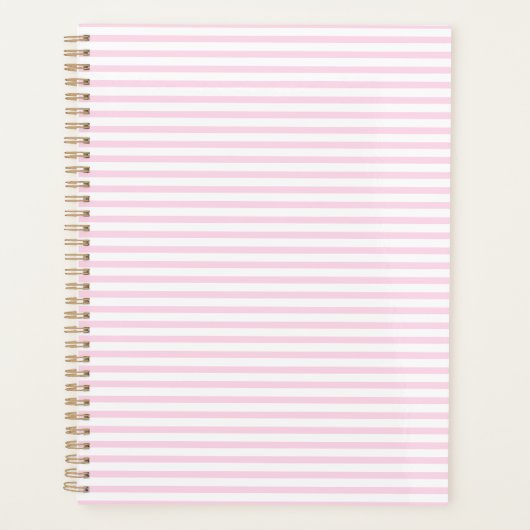 Moderne lichtroze witte strepen patroon girly scha planner (Voorkant)