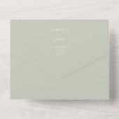 Moderne lichtvaardige groene zegels sturen bruilof all in one uitnodiging (Achterkant)