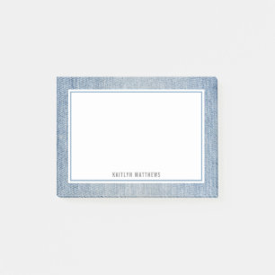 Moderne lichtwas Denim Jeans Textuur Naam na het Post-it® Notes