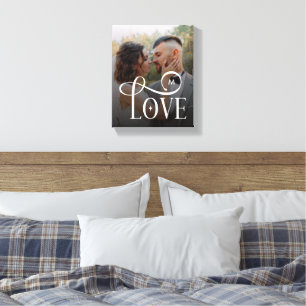 Moderne Liefde Aangepaste Trouwfoto Koppels Monogr Canvas Afdruk
