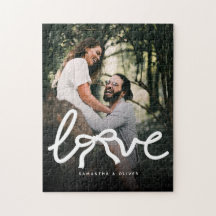 Moderne Liefde Boog Typografie Koppel Aangepaste F