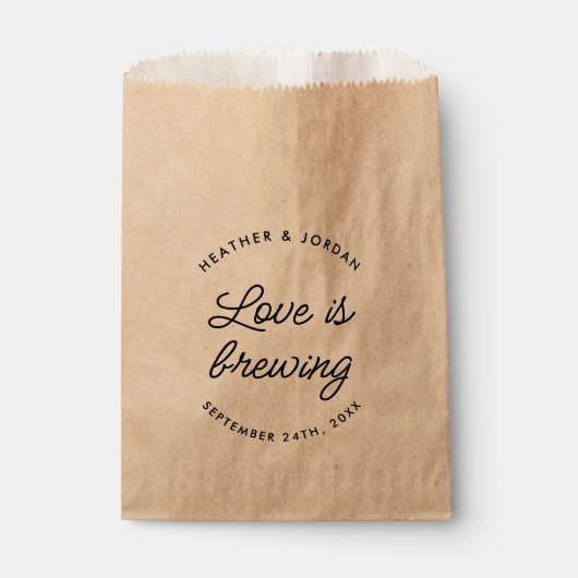 Moderne Liefde Brouwt Trouwkoffie Favor Bedankzakje (Voorkant)