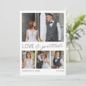 Moderne Liefde & Dankbaarheid 8-foto Collage Bruil Bedankkaart (Staand voorkant)