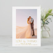 Moderne liefde en Bedankt 2 Fotobruiloft Hartelijk Folie Uitnodiging (Staand Voorkant)