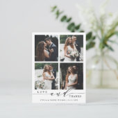 Moderne liefde en Bedankt 4 Fotobruiloft Dank je Briefkaart (Staand voorkant)
