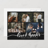 Moderne liefde en Bedankt Eenvoudige vijf trouwfot Briefkaart (Voorkant / Achterkant)