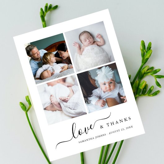 Moderne Liefde en Bedankt Foto Baby shower Dank U Briefkaart