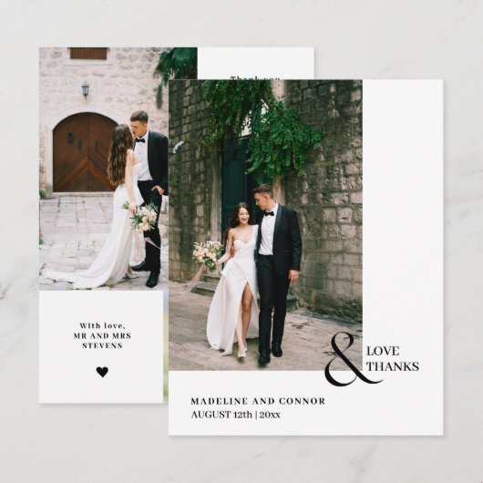 Moderne Liefde en Bedankt Wedding Photo Collage (Voorkant / Achterkant)